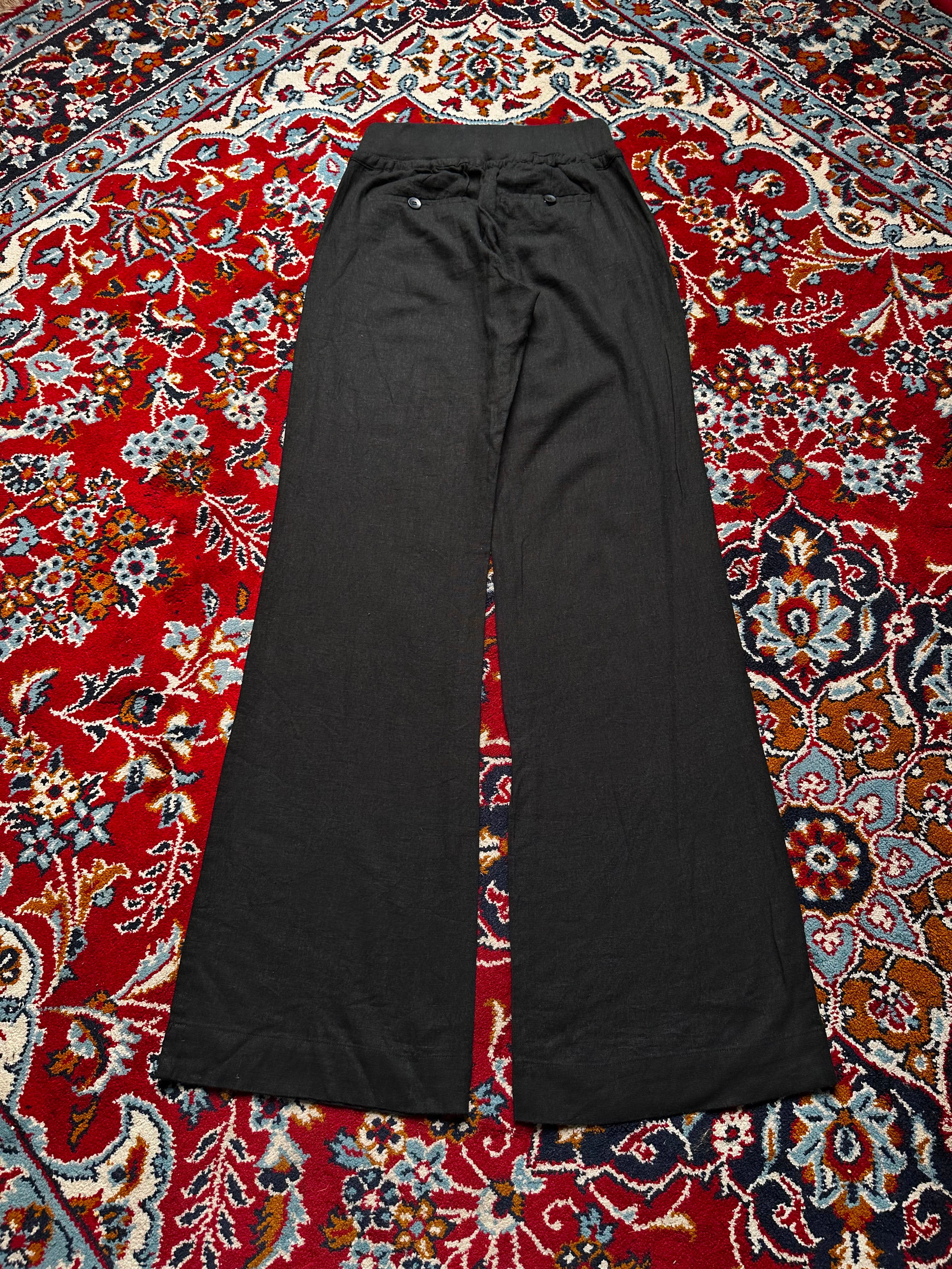 Dorosi Women Black Linen Wide Fit Trousers - 24