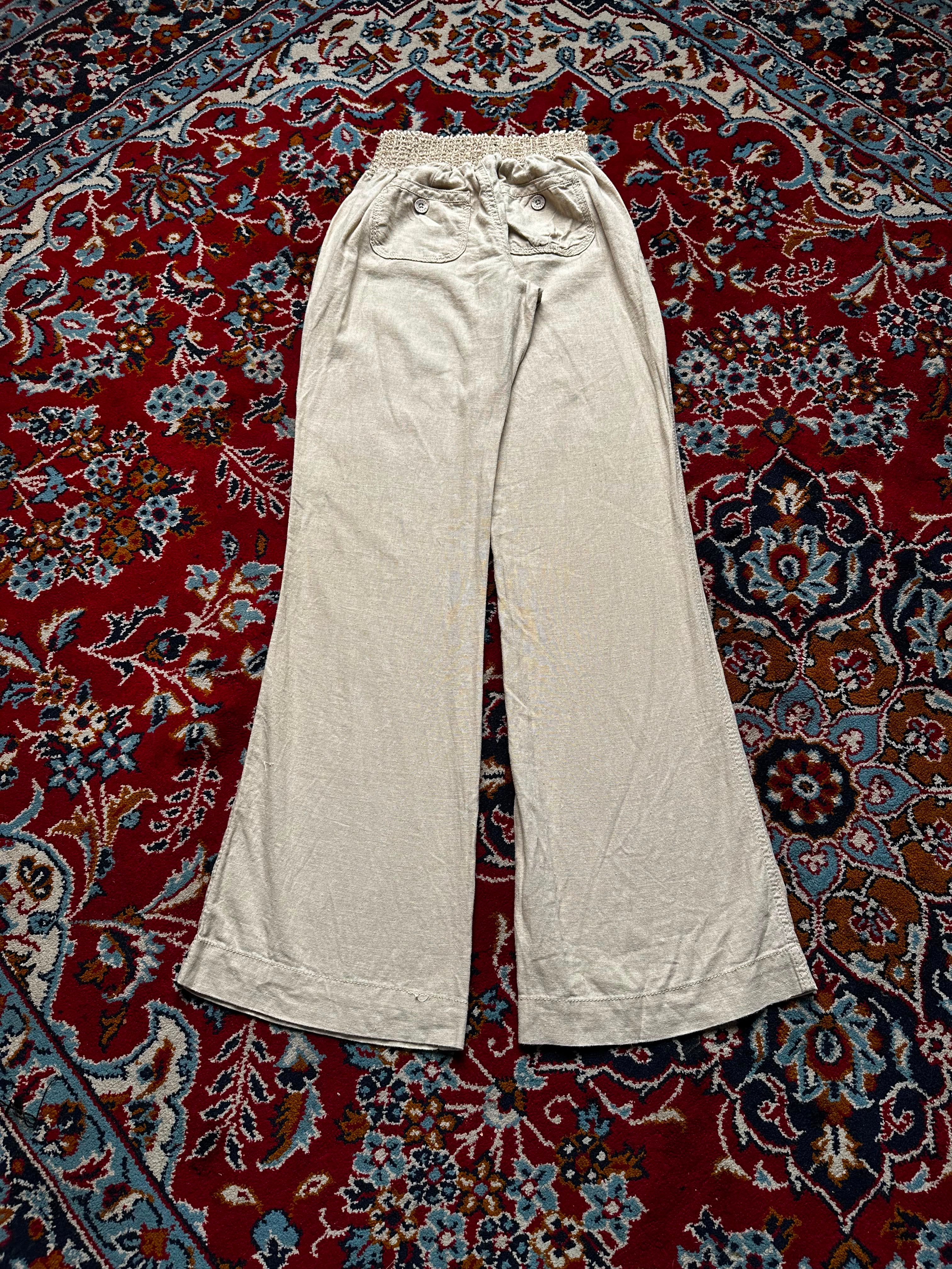 Rewash Women Beige Linen Wide Fit Trousers - 24