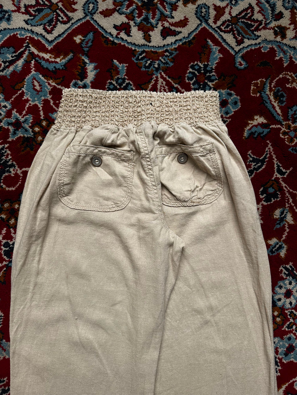 Rewash Women Beige Linen Wide Fit Trousers - 24