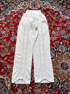 Women White Floral Lace Panel Wide Fit Beach Trousers - 24