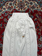 Women White Floral Lace Panel Wide Fit Beach Trousers - 24