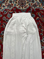 Women White Floral Lace Panel Wide Fit Beach Trousers - 24