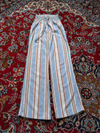 Rewash Women Blue Striped Wide Fit Trousers - 24