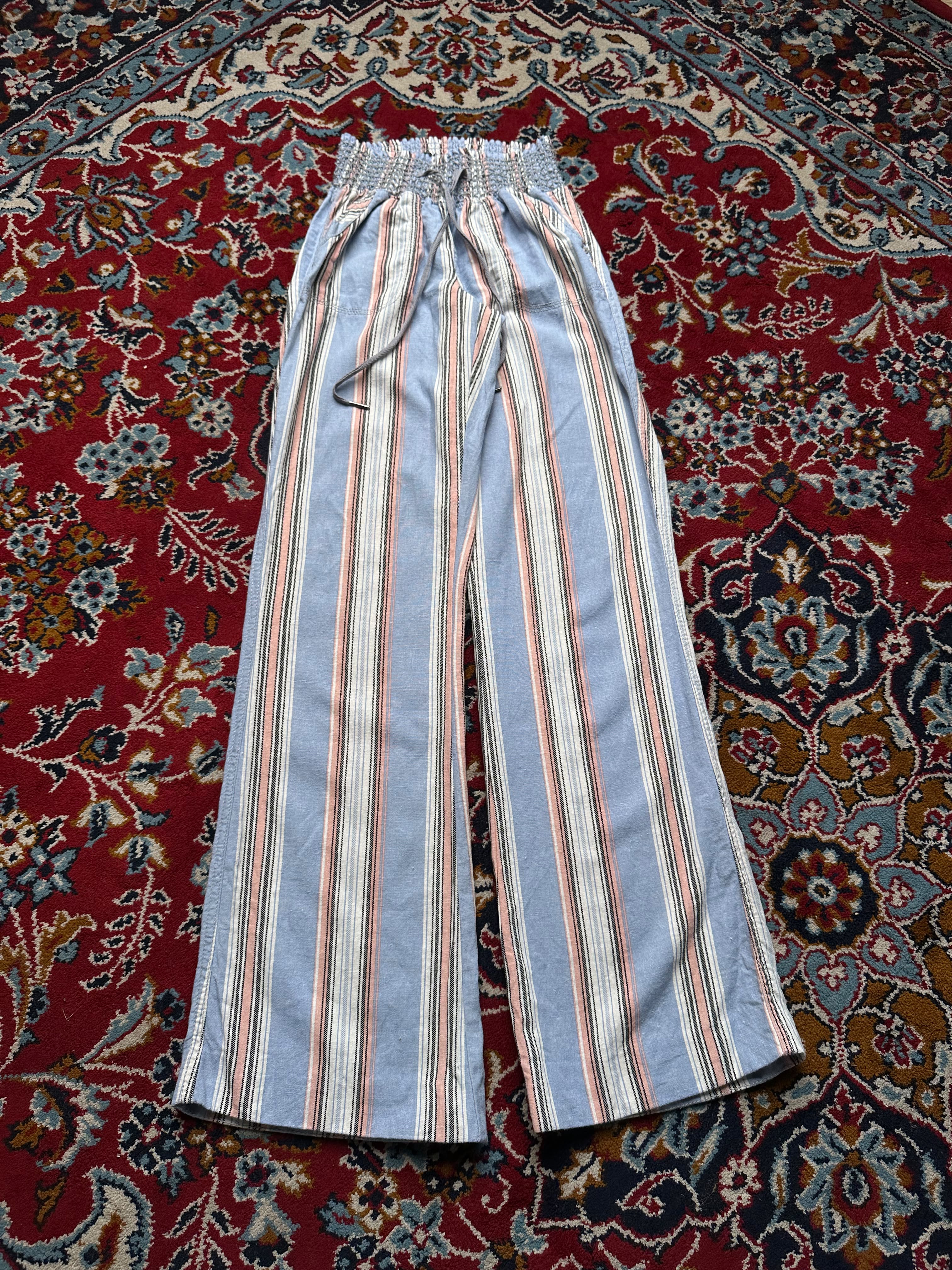Rewash Women Blue Striped Wide Fit Trousers - 24