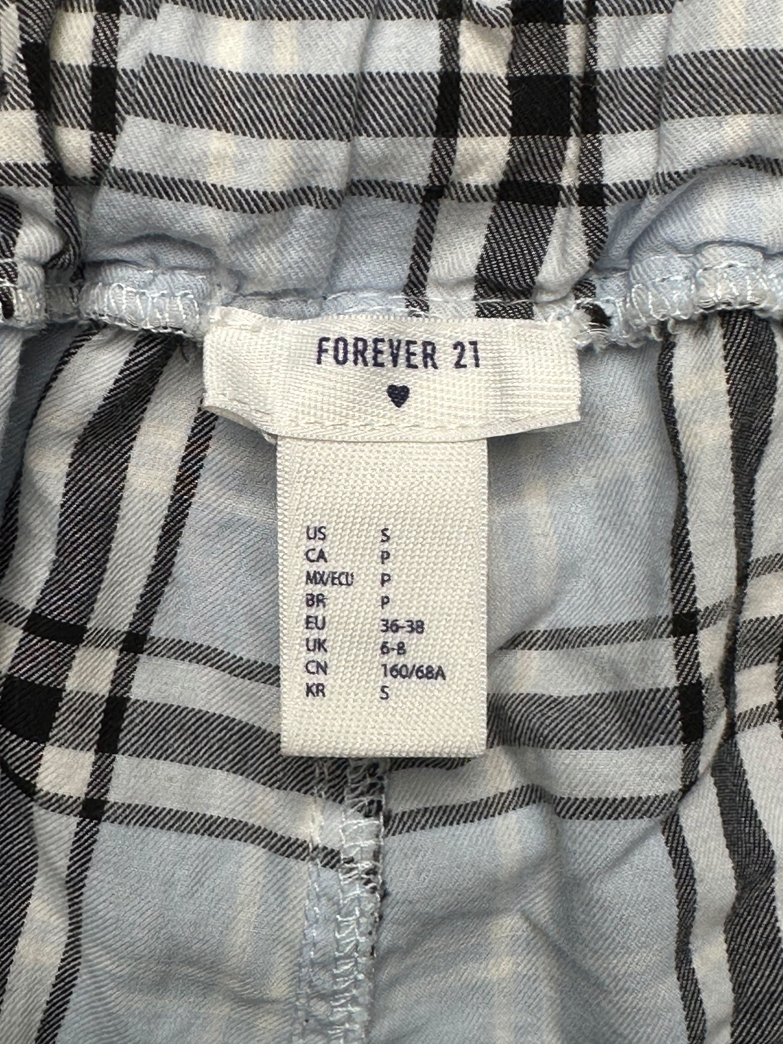 Forever 21 Women Light Blue Plaid Wide Fit Trousers - 24