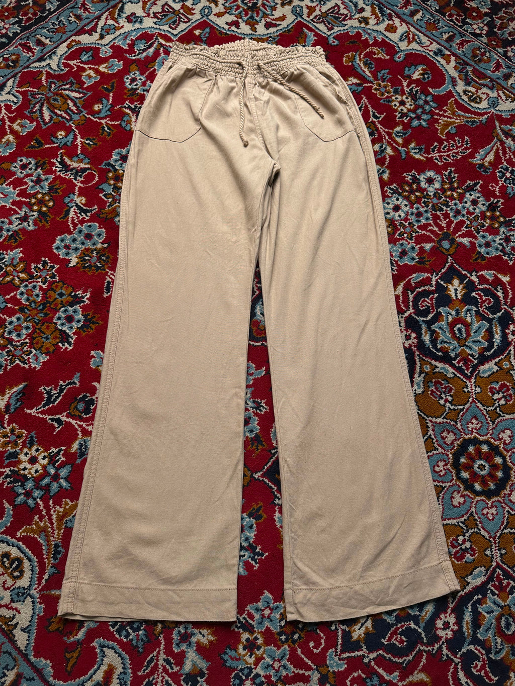 Cisono Women Taupe Beige Linen Trousers - 26