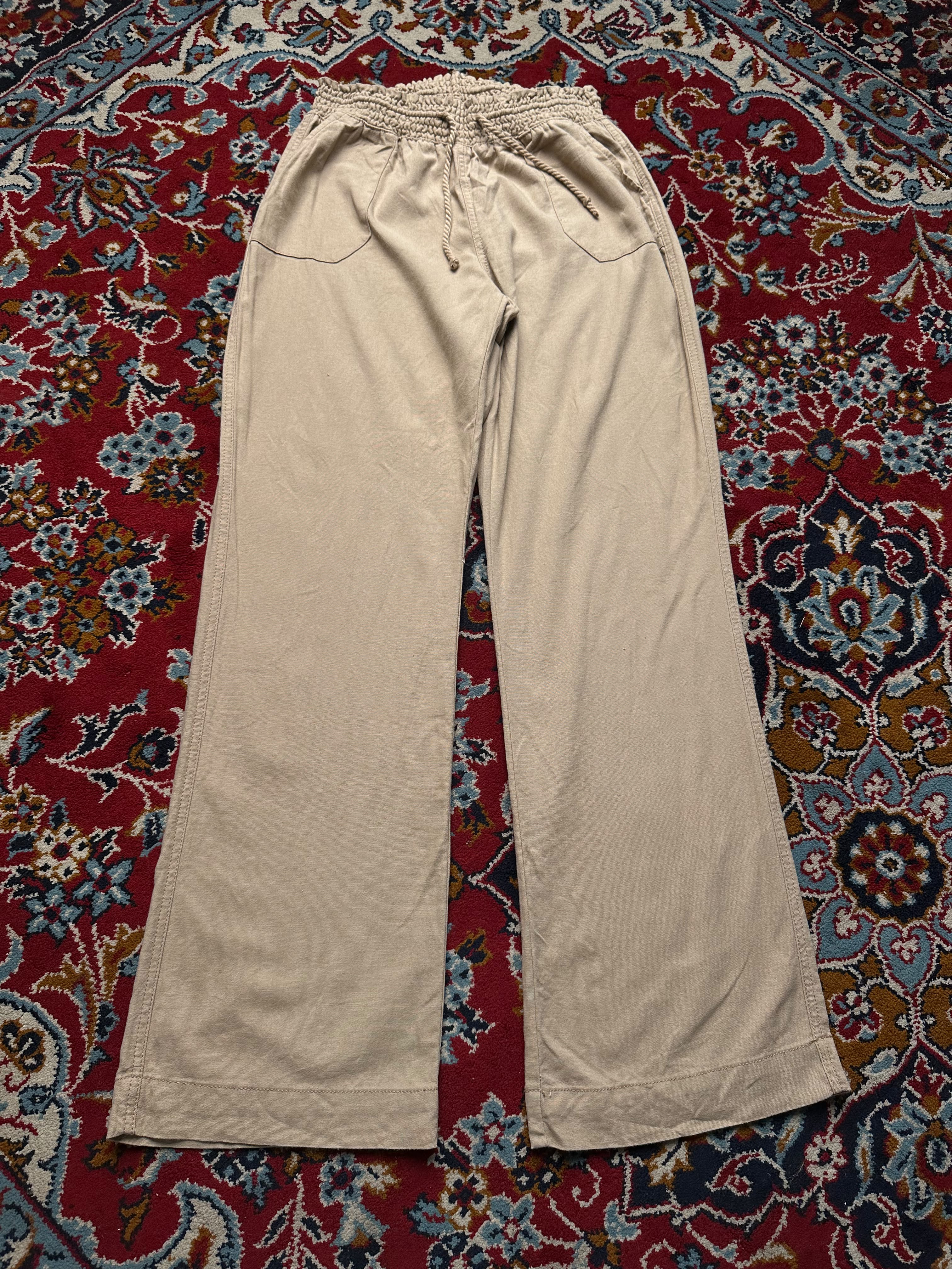 Cisono Women Taupe Beige Linen Trousers - 26