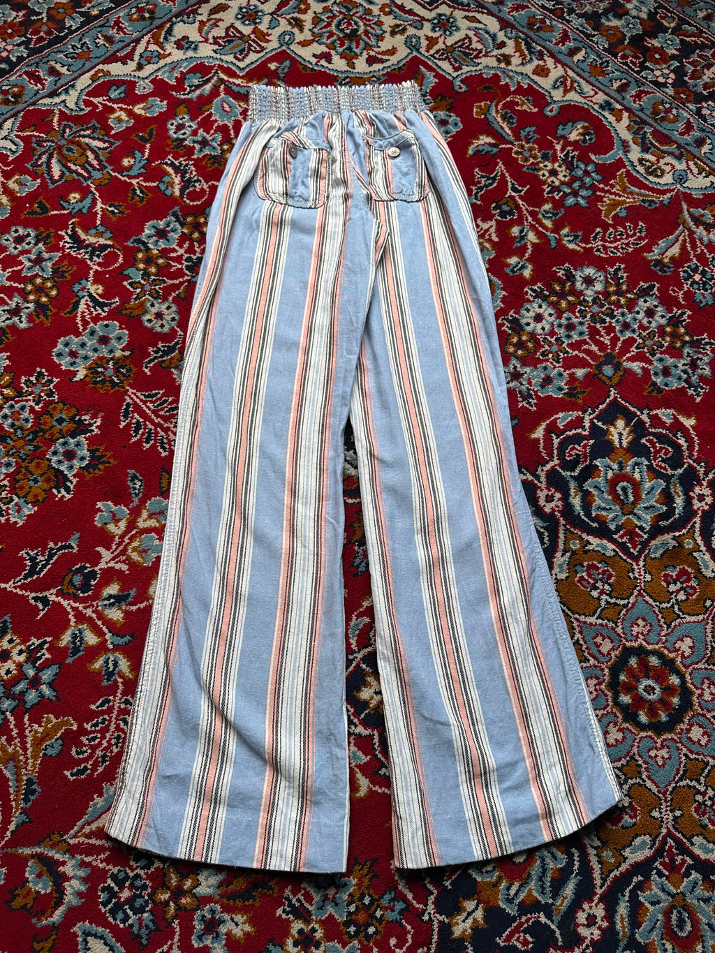 Rewash Women Blue Striped Wide Fit Trousers - 24