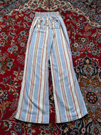 Rewash Women Blue Striped Wide Fit Trousers - 24