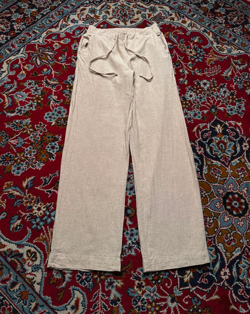 Joe Fresh Women Beige Linen Wide Fit Trousers - 24