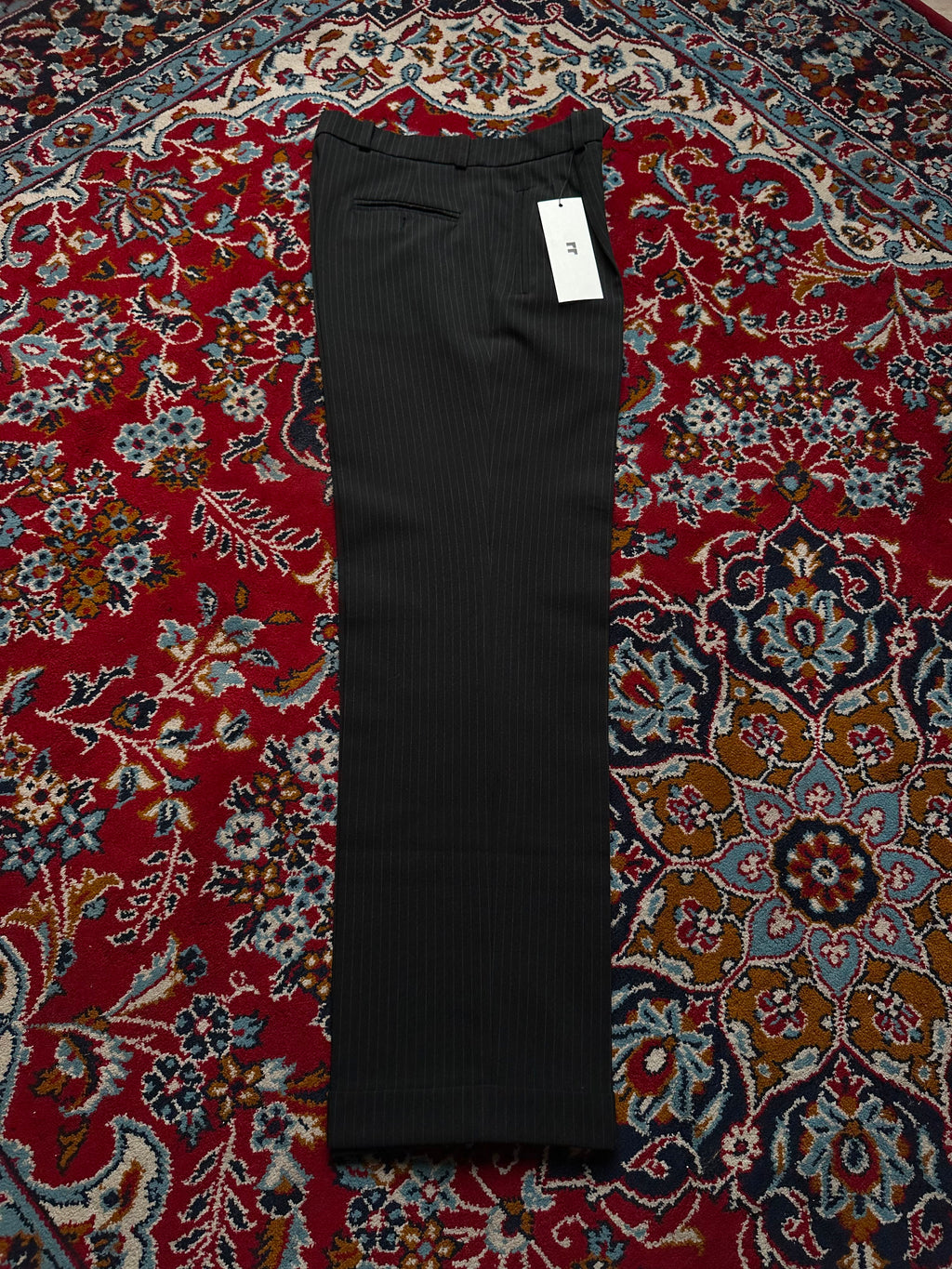 Vintage Black Pinstripe Pleated Cuffed Straight Fit Dress Pants - 30