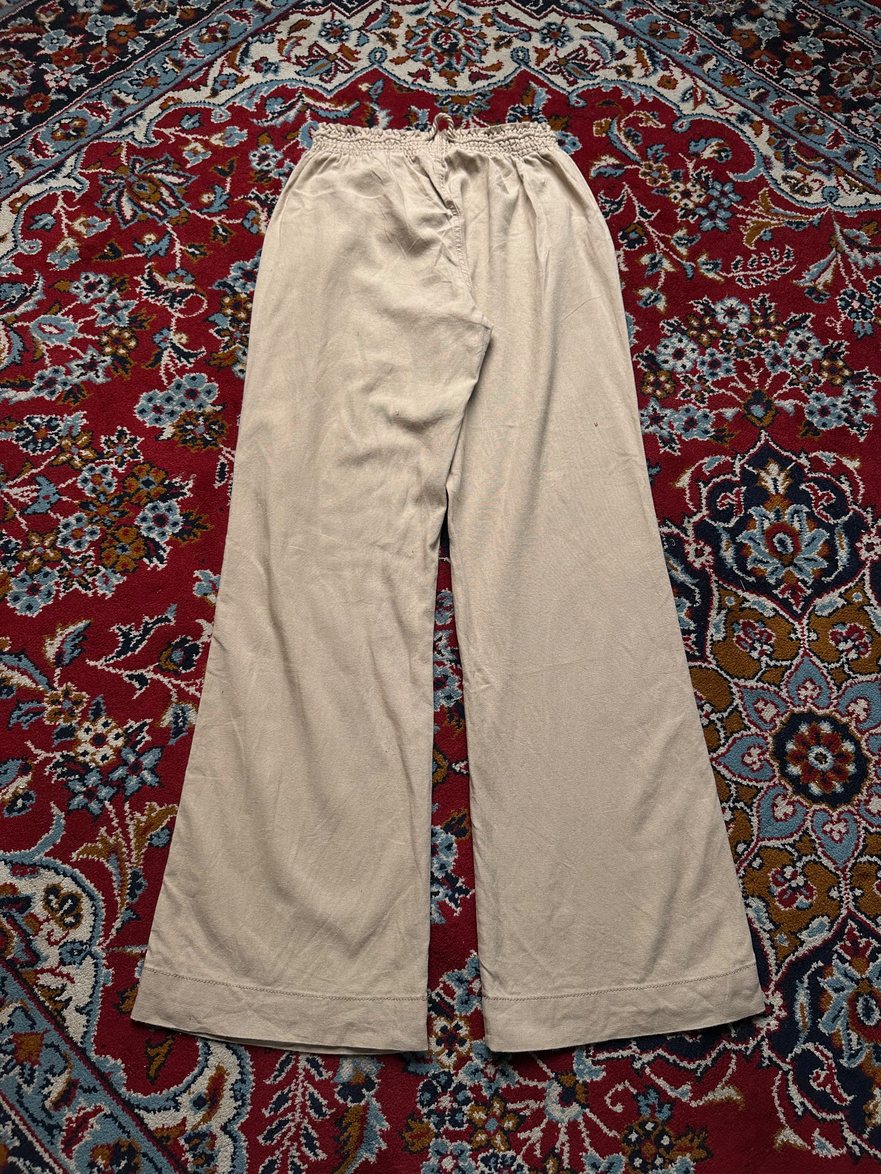 Cisono Women Taupe Beige Linen Trousers - 26