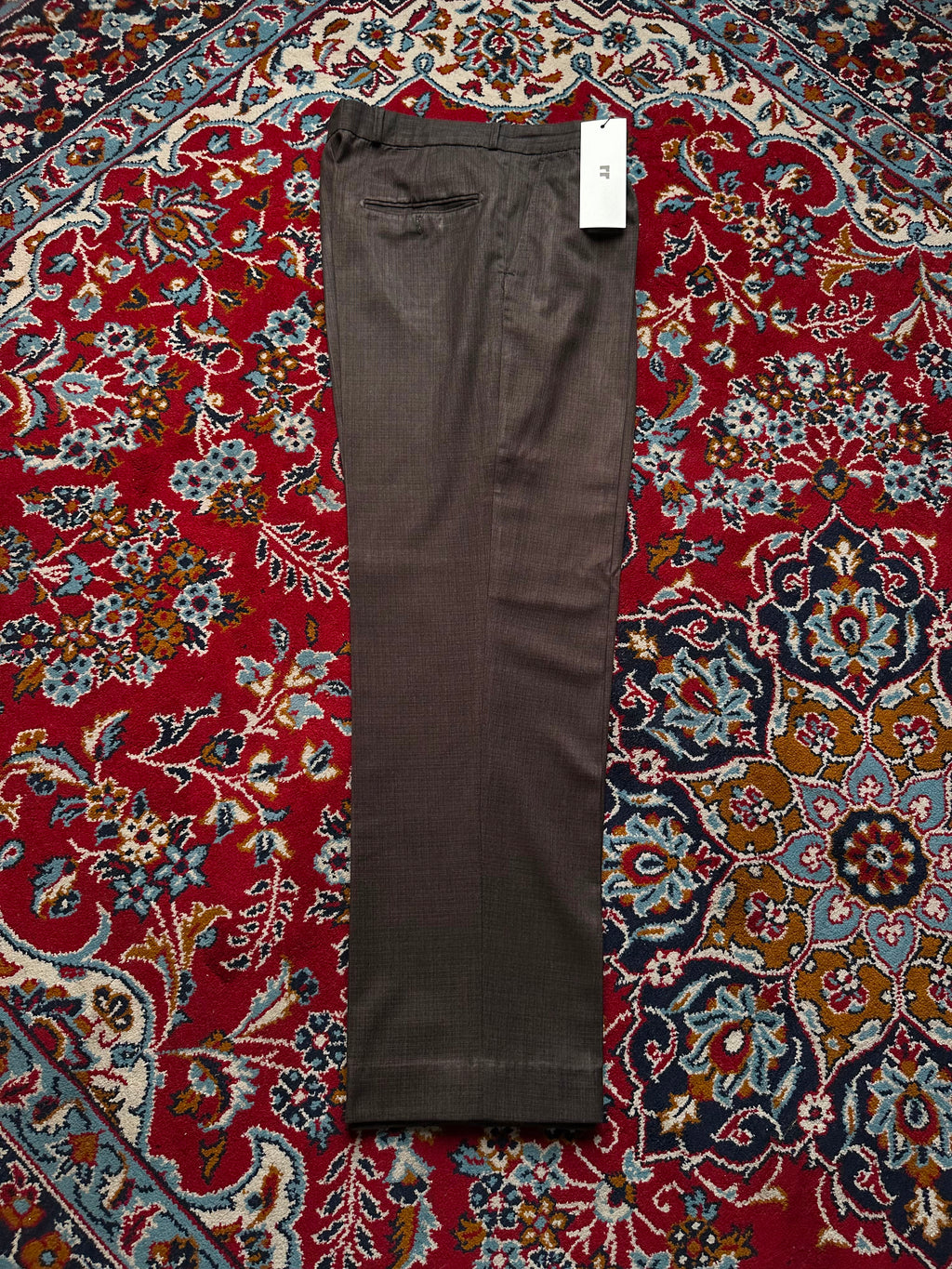 Vintage Dark Brown Textured Pleated Dress Pants - 34