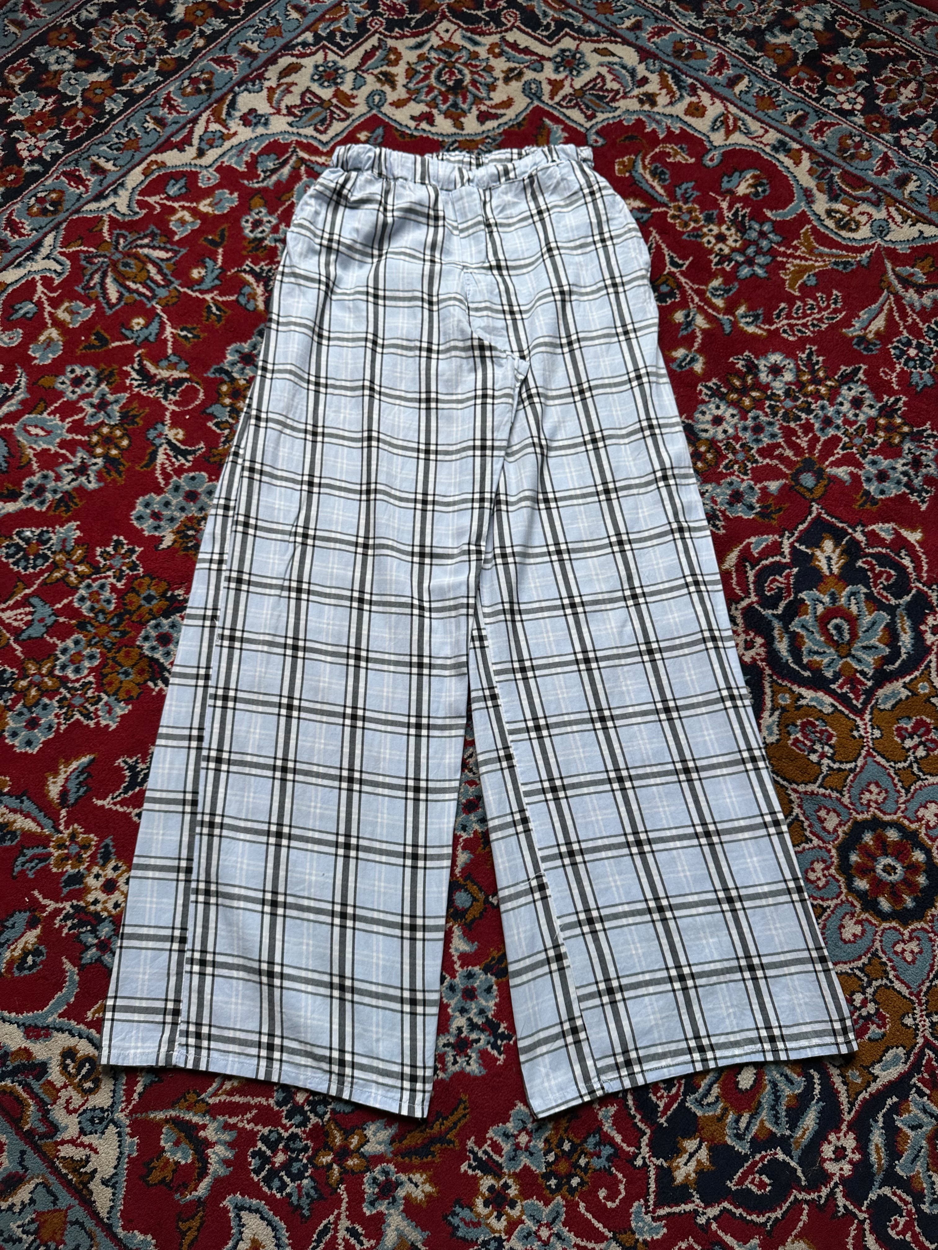 Forever 21 Women Light Blue Plaid Wide Fit Trousers - 24