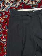 Vintage Big Raman Pleated Cuffed Dark Charcoal Dress Pants - 32