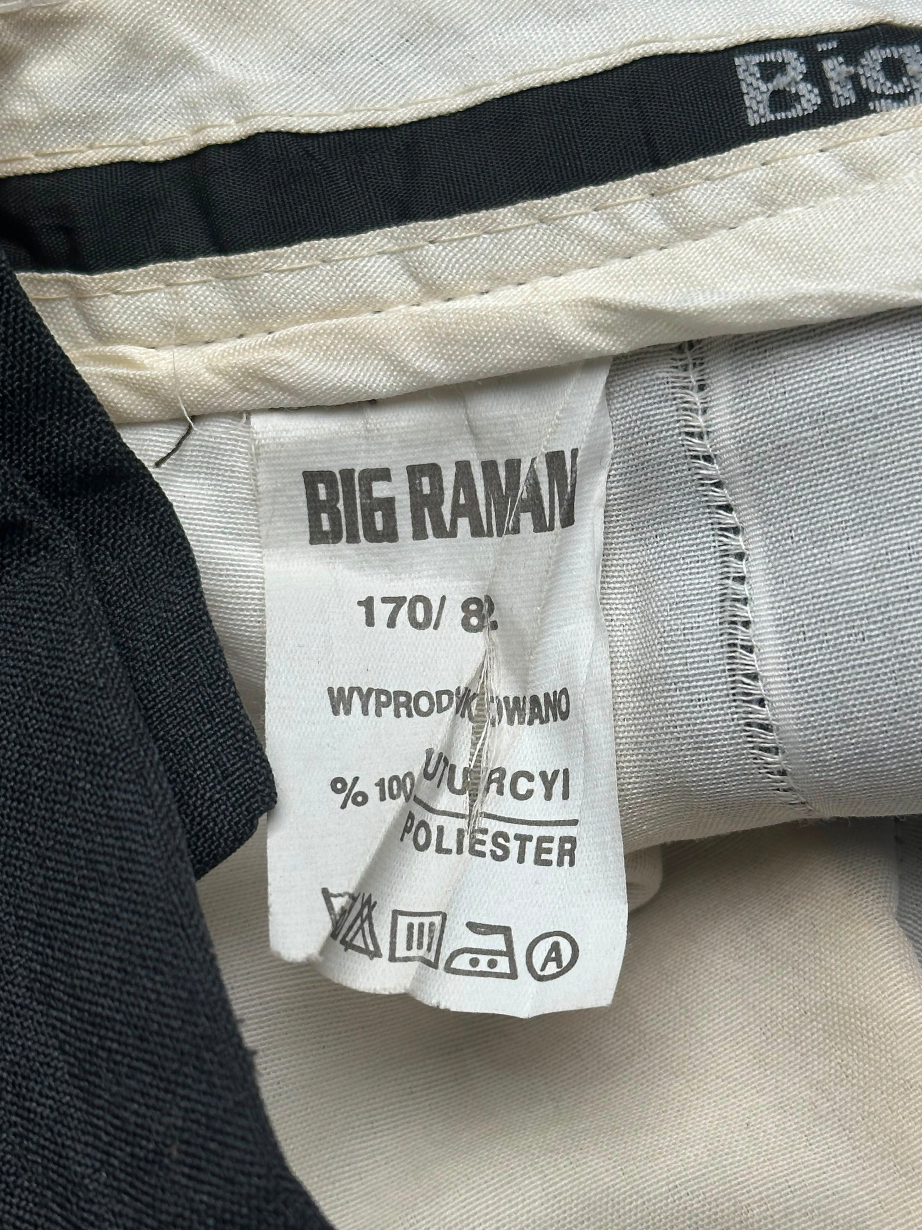 Vintage Big Raman Pleated Cuffed Dark Charcoal Dress Pants - 32