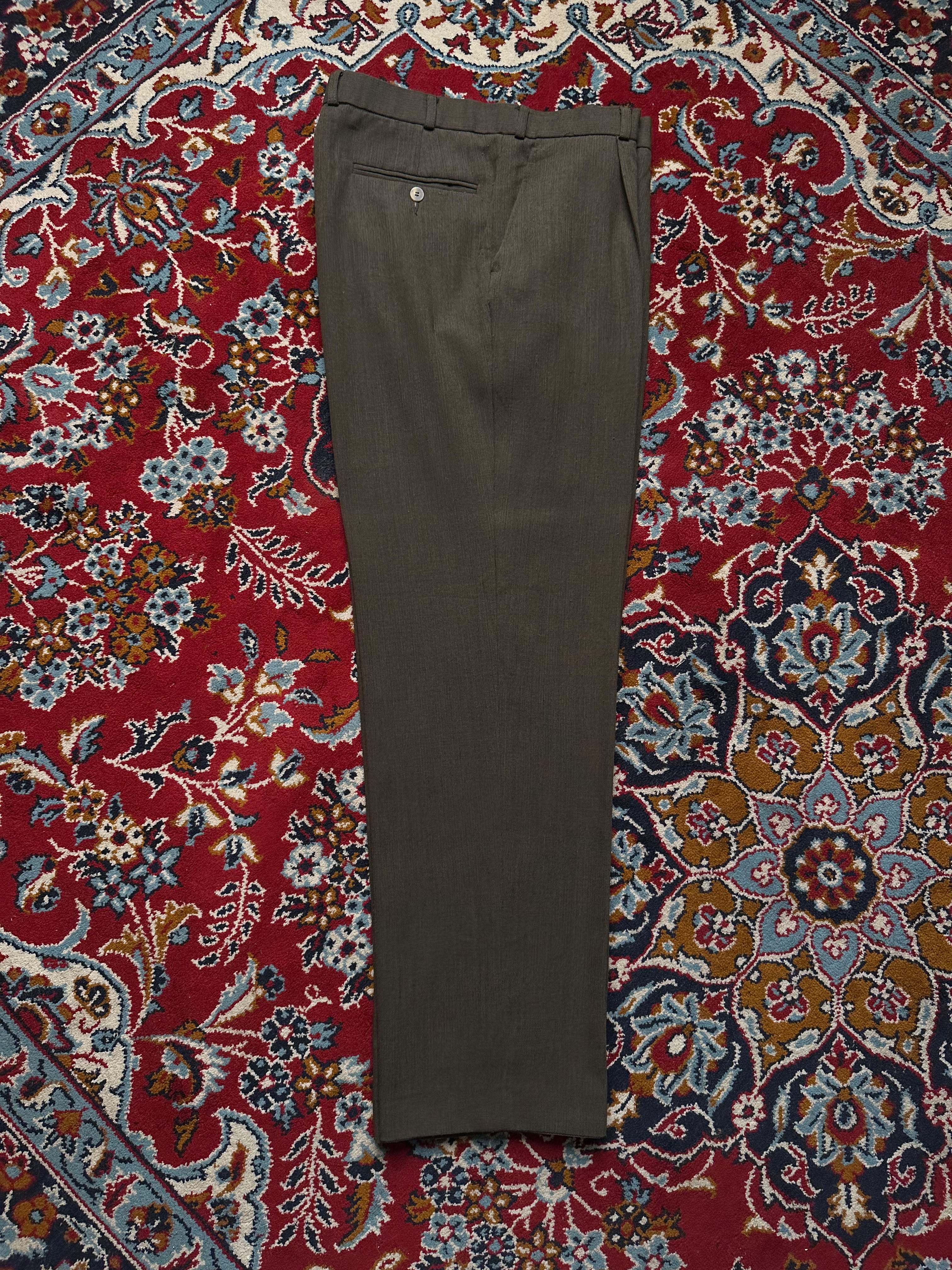 Vintage Luigi Vesari Wool Pleated Olive Brown Dress Pants - 32