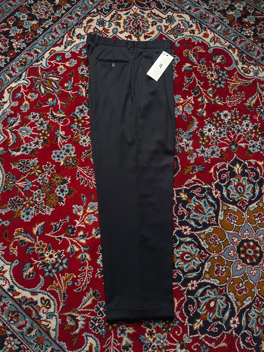 Vintage Dark Grey Pinstripe Pleated Cuffed Dress Pants - 32