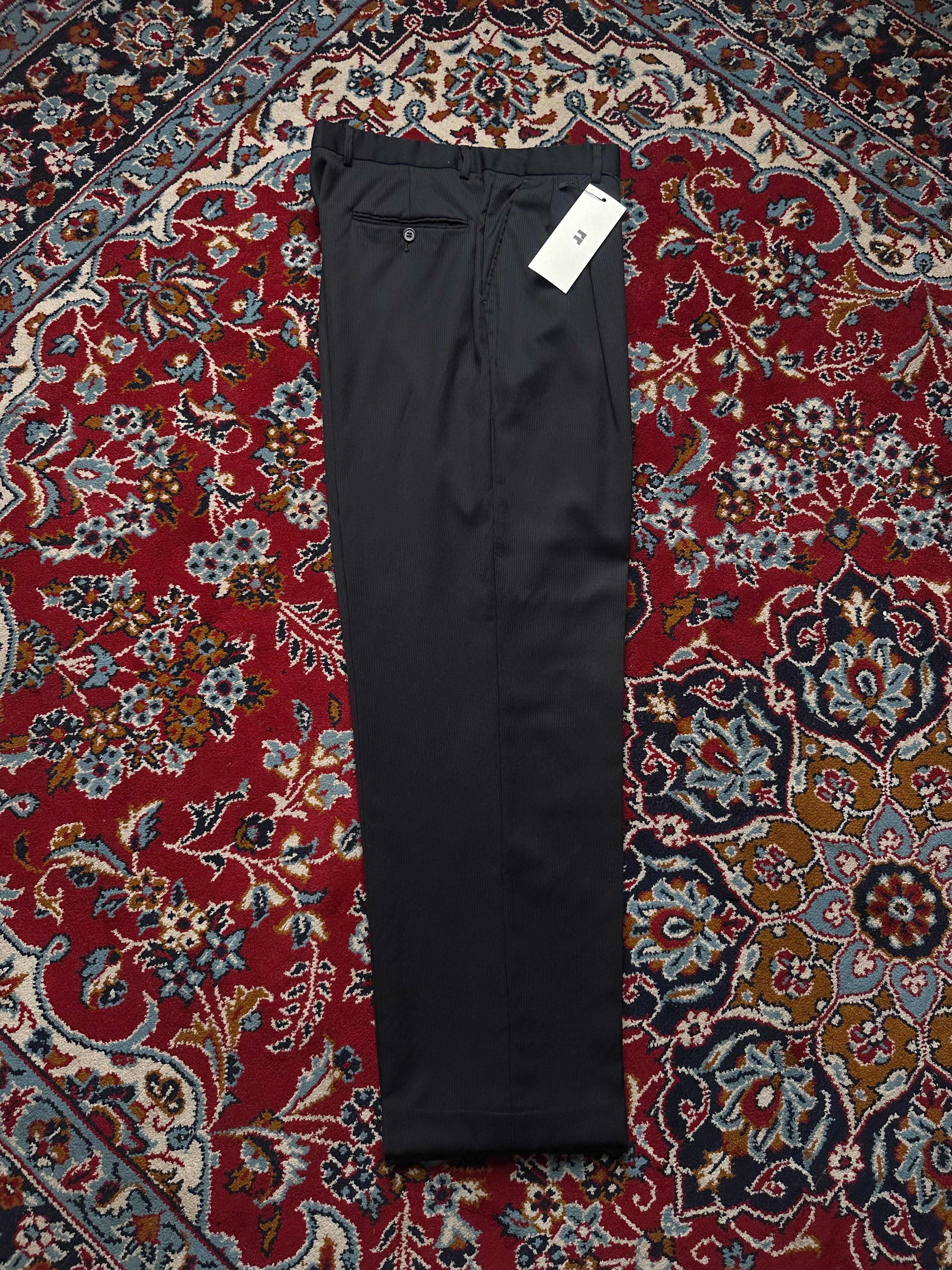 Vintage Dark Grey Pinstripe Pleated Cuffed Dress Pants - 32