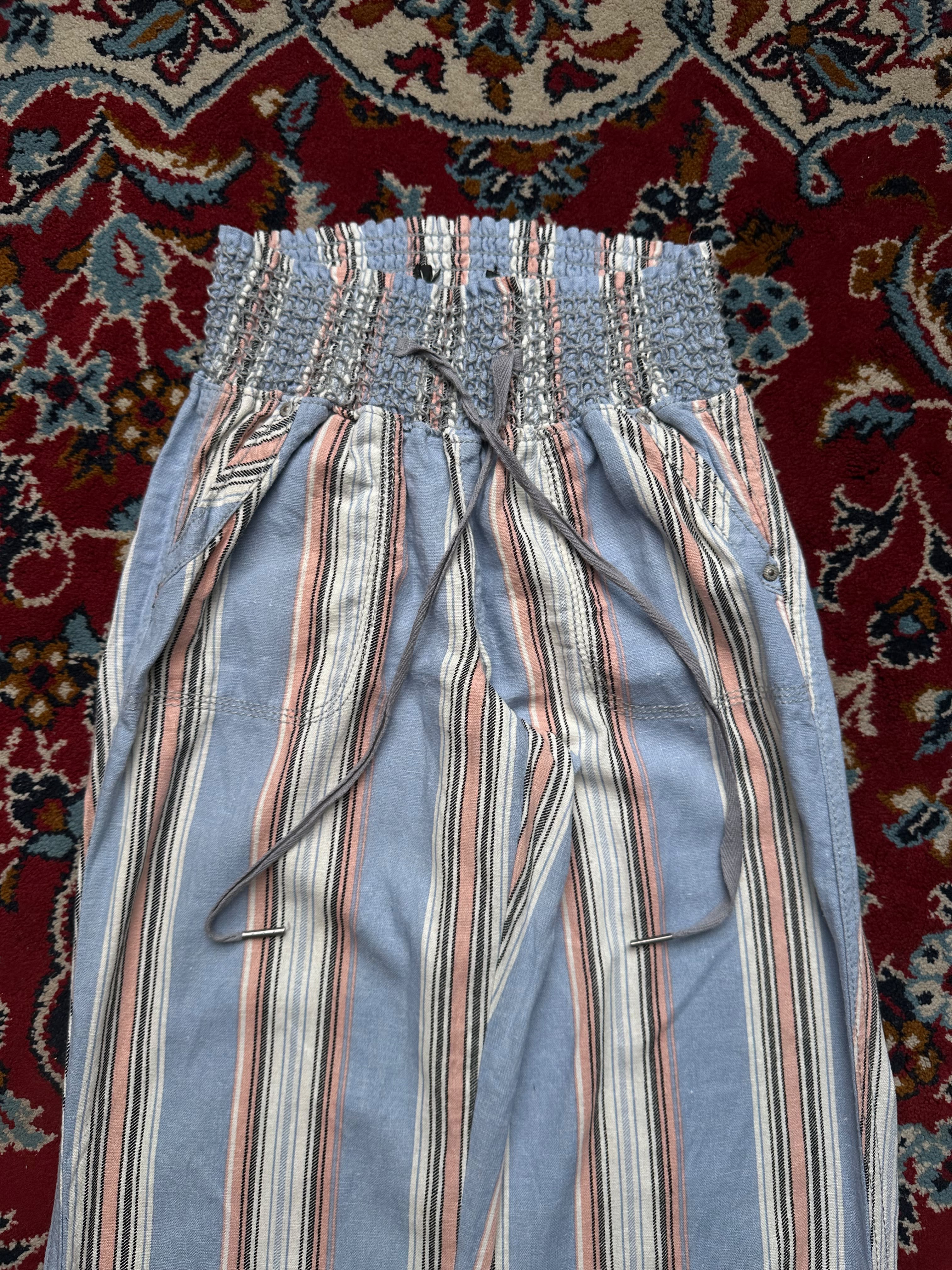 Rewash Women Blue Striped Wide Fit Trousers - 24