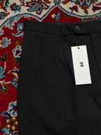 Vintage Black Pinstripe Pleated Cuffed Straight Fit Dress Pants - 30