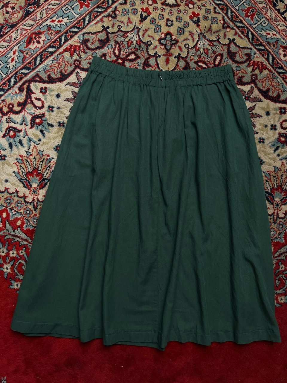 Japanese Brand Forest Green Rayon Skirt - 28