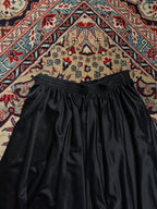 Vintage Shiny Black Satin Flounced Hem Maxi Skirt - 26