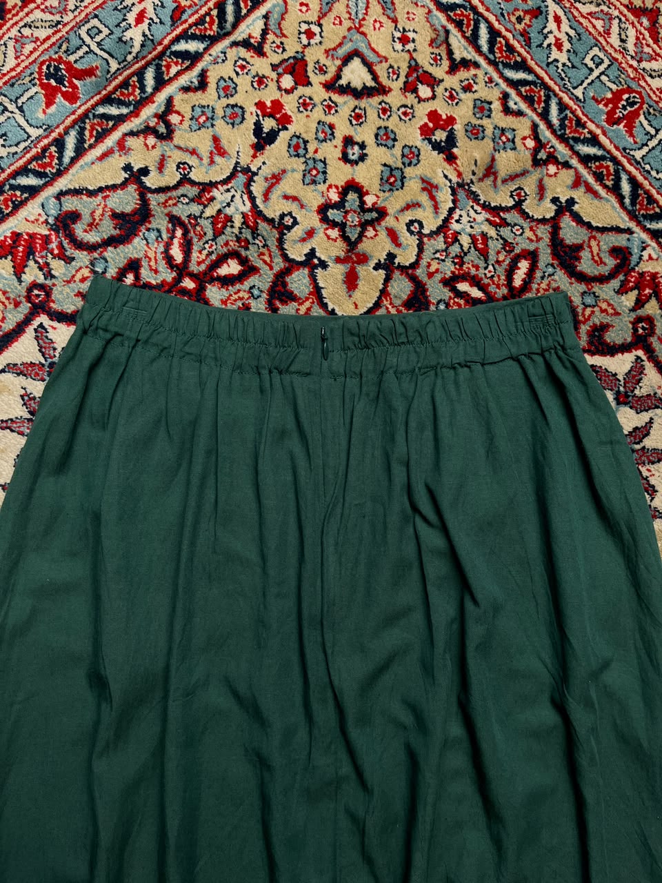 Japanese Brand Forest Green Rayon Skirt - 28