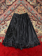 Vintage Shiny Black Satin Flounced Hem Maxi Skirt - 26