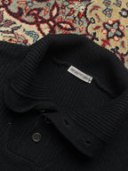 Emporio Armani High Neck Button Collar Ribbed Knit Sweater - L