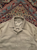 Minimalist Snap Button Workwear Twill BEIGE Overshirt Jacket - L