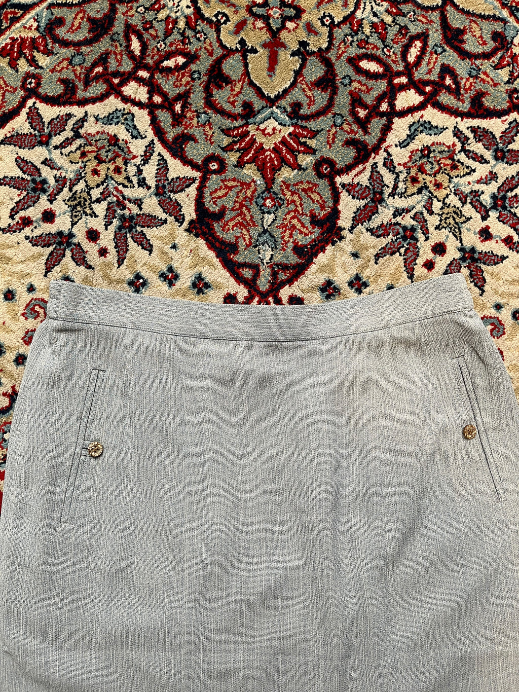 Vintage Grey Heather Button Pocket Pleated Hem Skirt - 30
