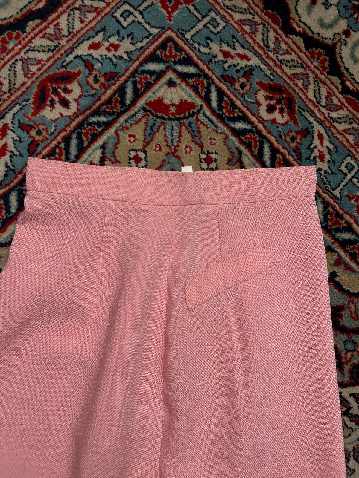 Vintage Pastel Pink High Waisted Flap Pocket Wool Skirt - 22