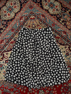 Retro Black & White Daisy Floral Print Chiffon Pleated Skirt - 26