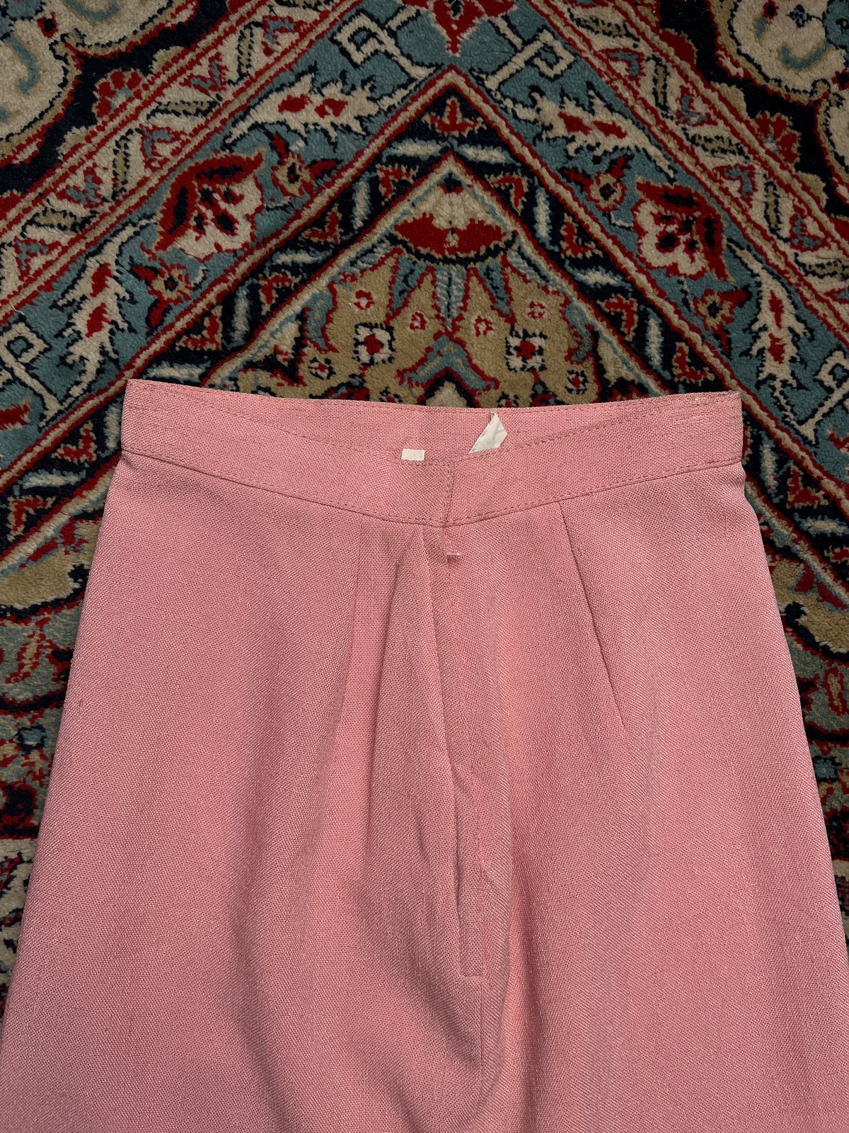 Vintage Pastel Pink High Waisted Flap Pocket Wool Skirt - 22