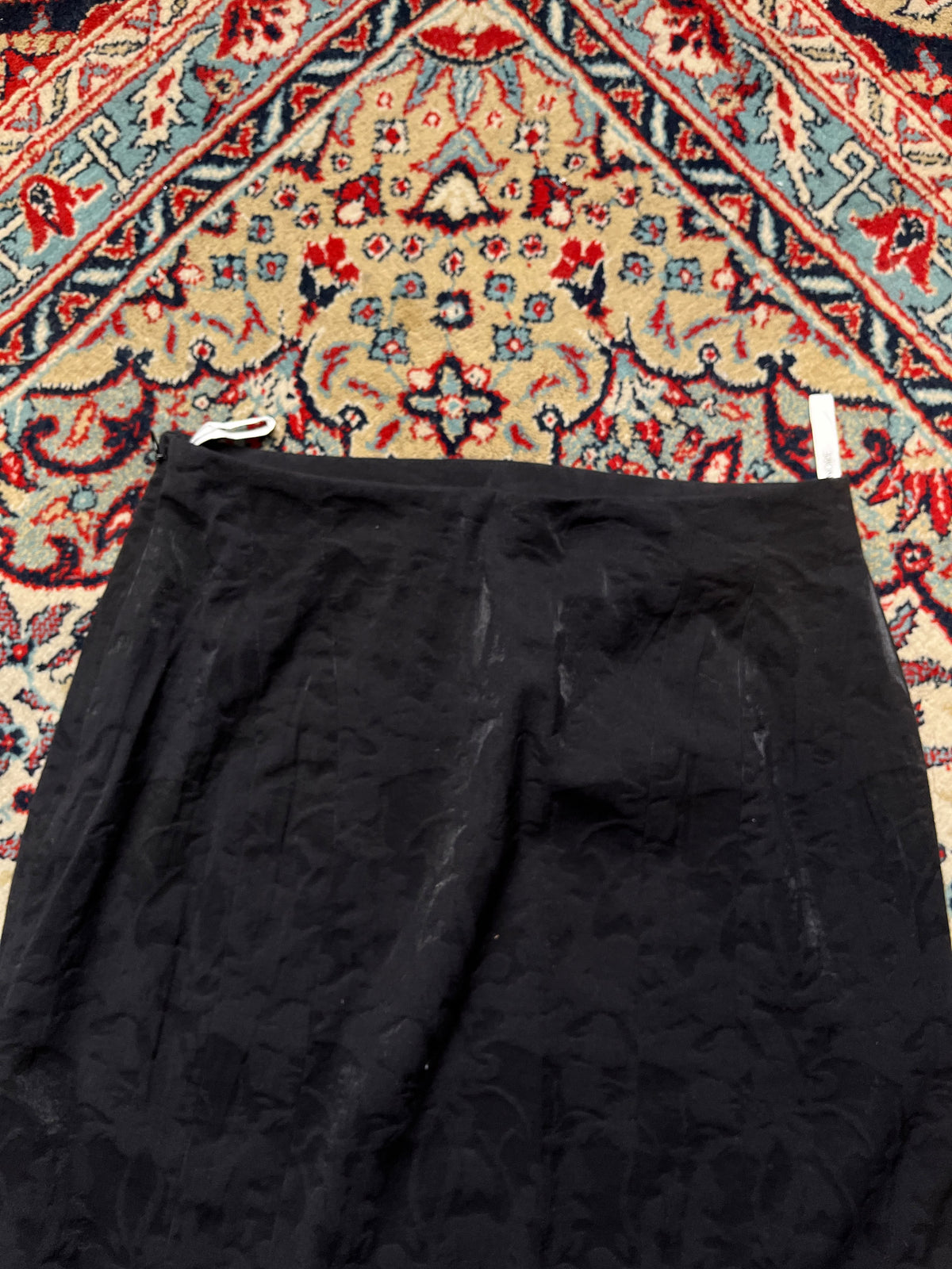 Vintage PINORE Black Floral Jacquard Textured High Waist Skirt - 26