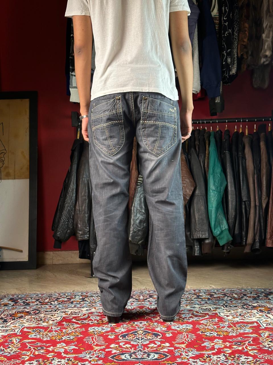 M.O.D Miracle of Denim Faded Black Contrast Stitch Straight Fit Jeans - 34