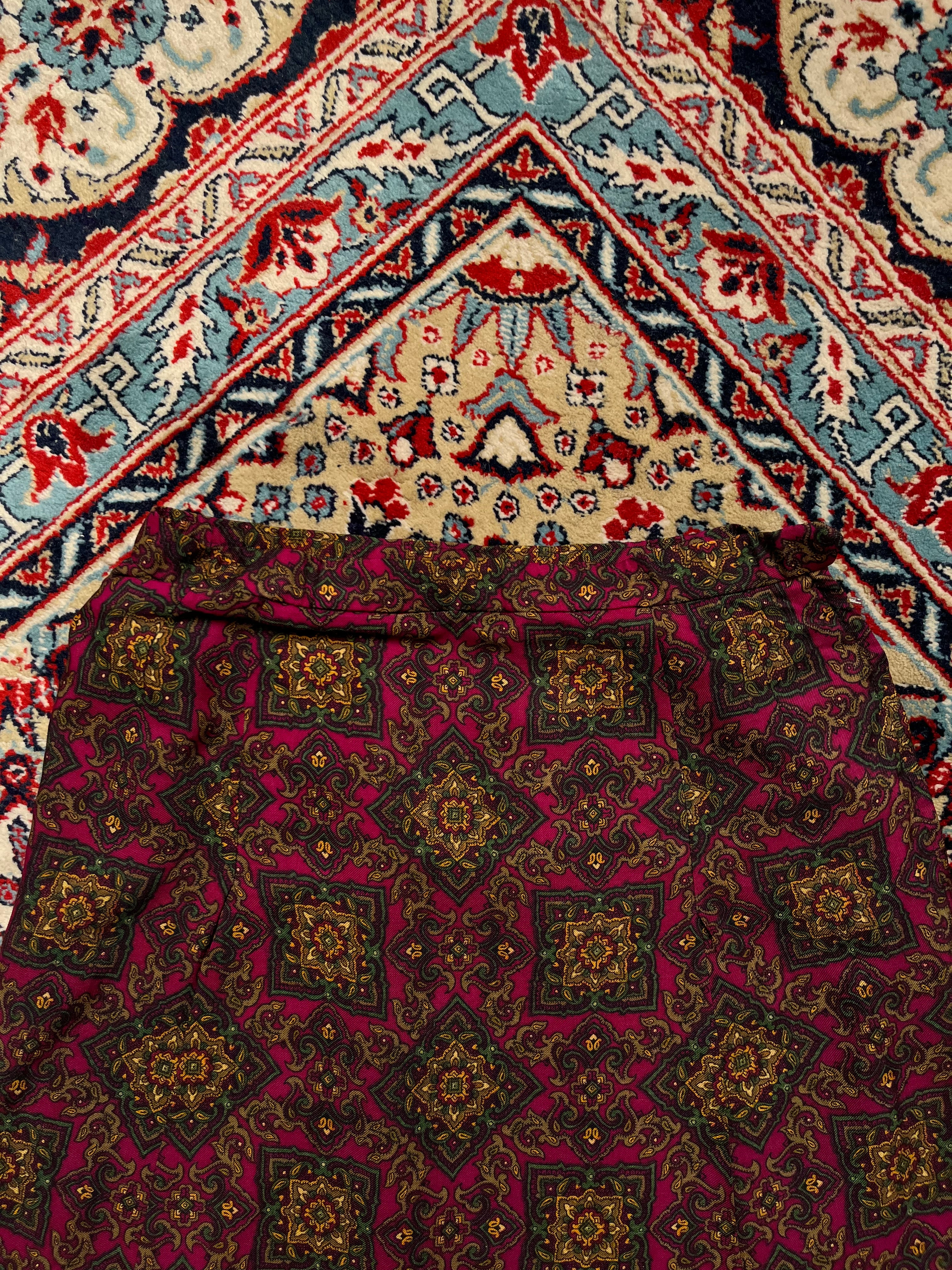 Vintage Magenta Maroon Paisley Medallion SKIRT - 26