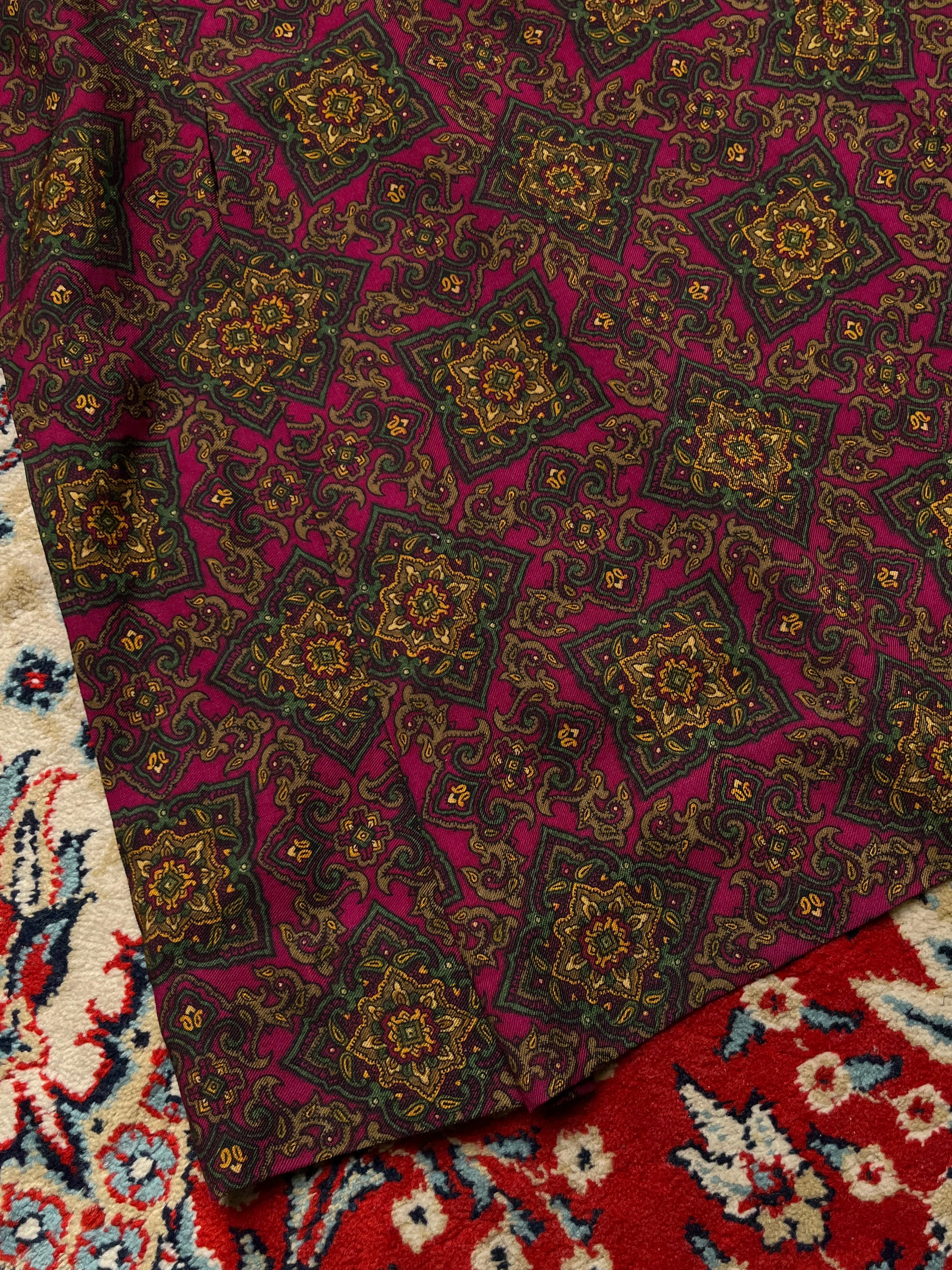 Vintage Magenta Maroon Paisley Medallion SKIRT - 26