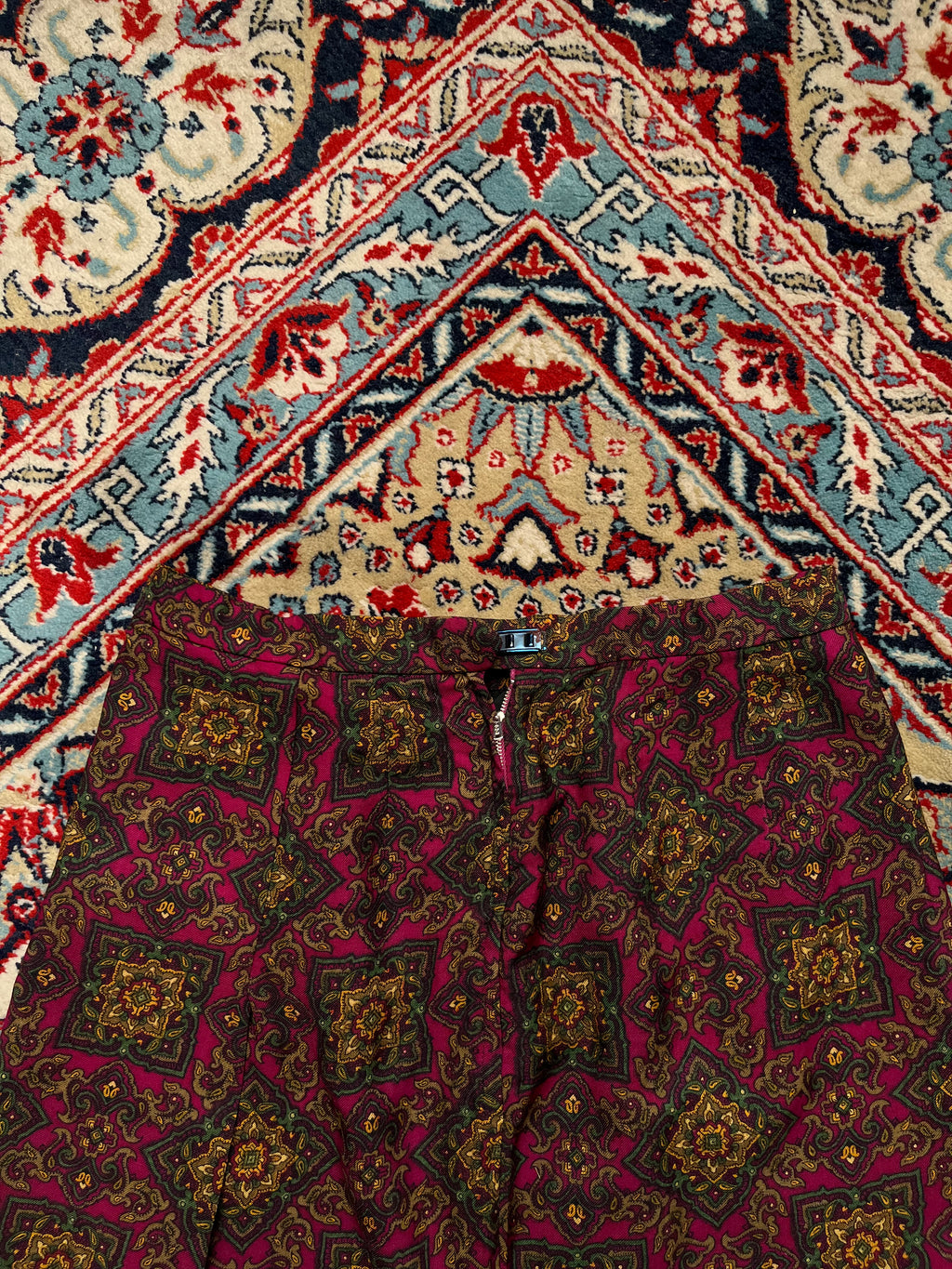 Vintage Magenta Maroon Paisley Medallion SKIRT - 26