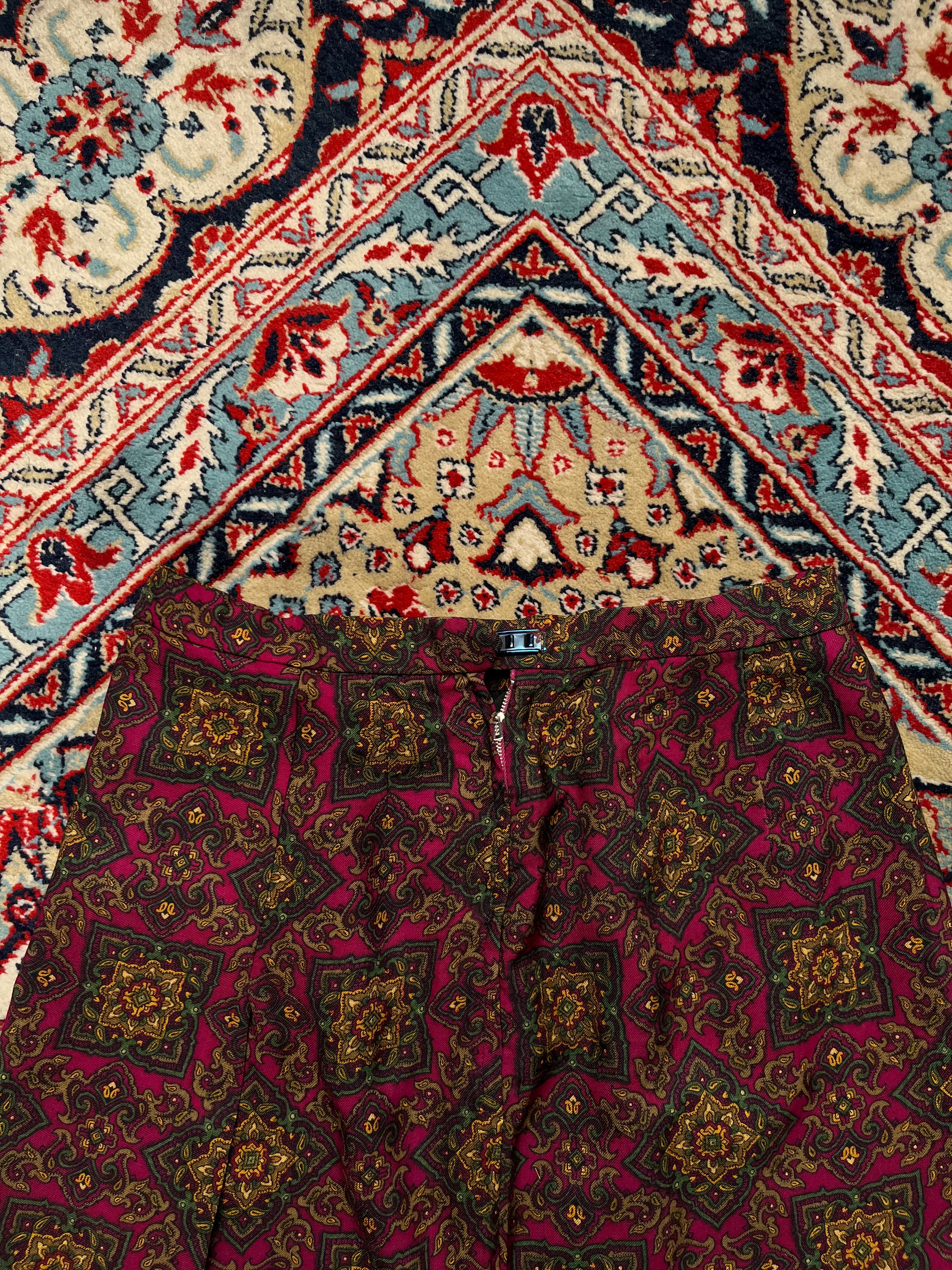 Vintage Magenta Maroon Paisley Medallion SKIRT - 26