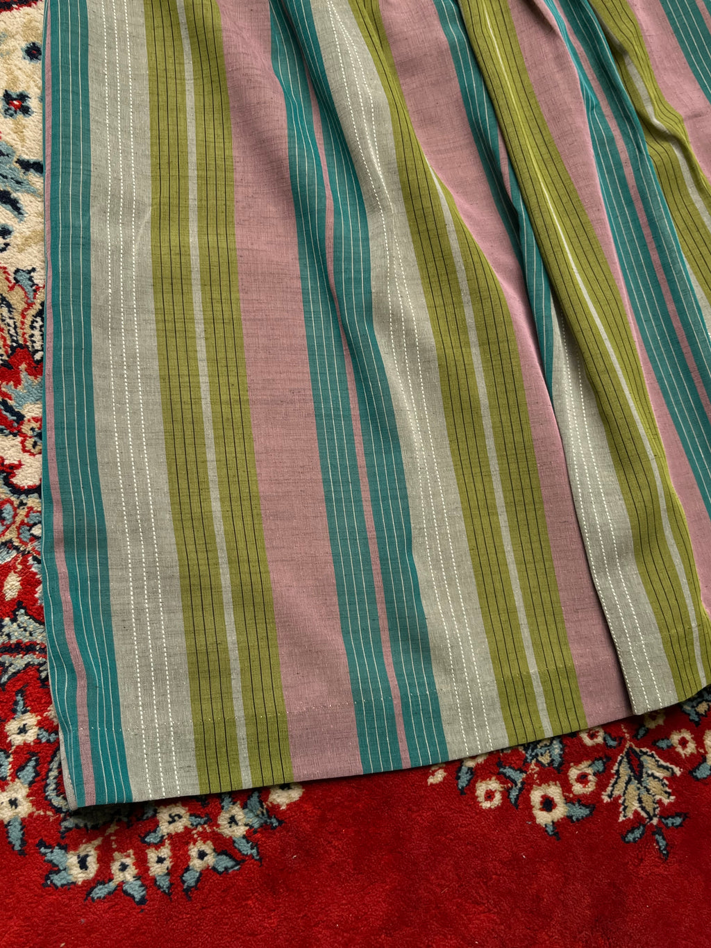 Vintage Japan Styled Vertical Striped Pleated Skirt - 30