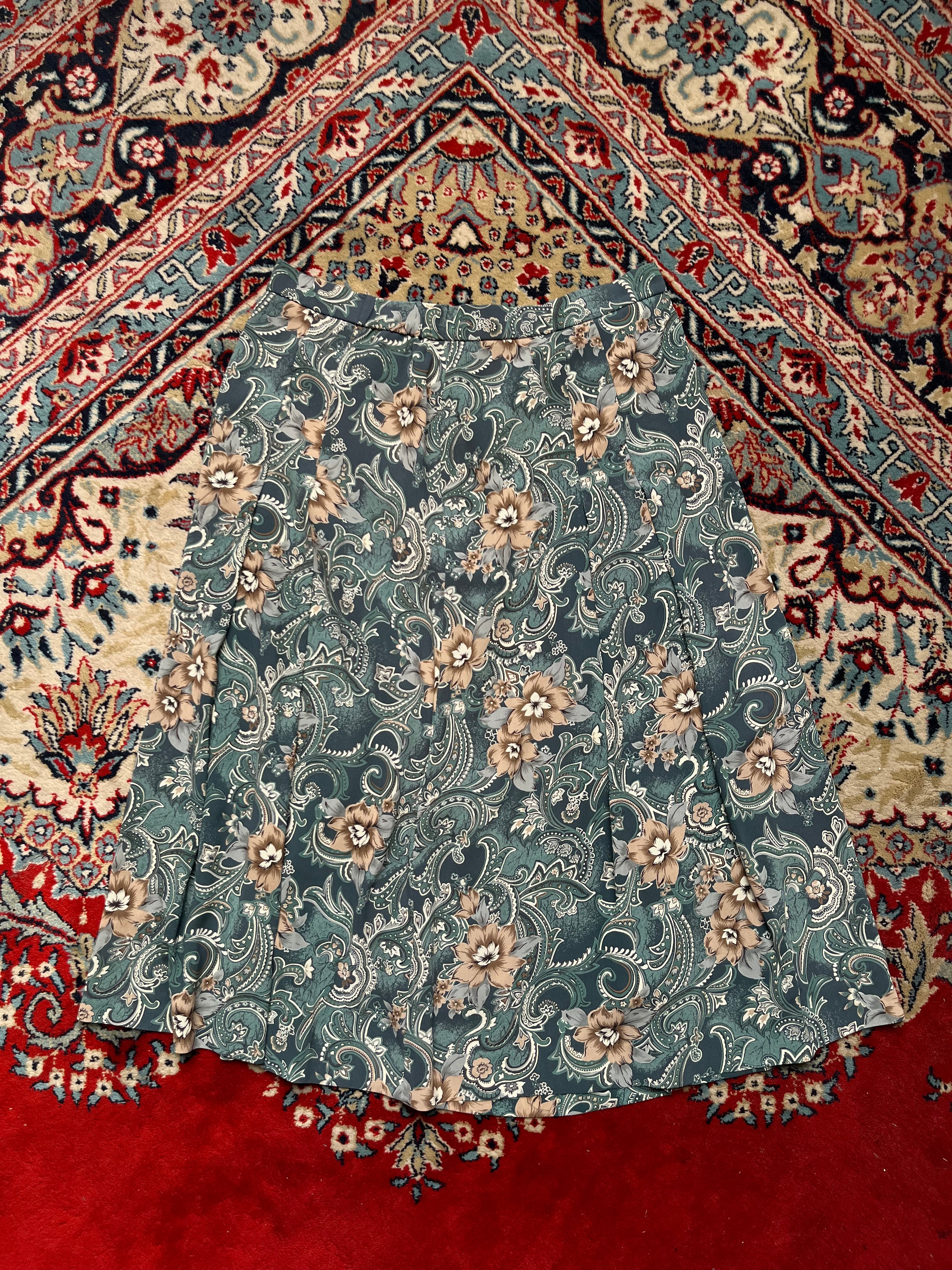 Vintage Delice Sports Tokyo Floral Paisley Pleated Skirt - 28