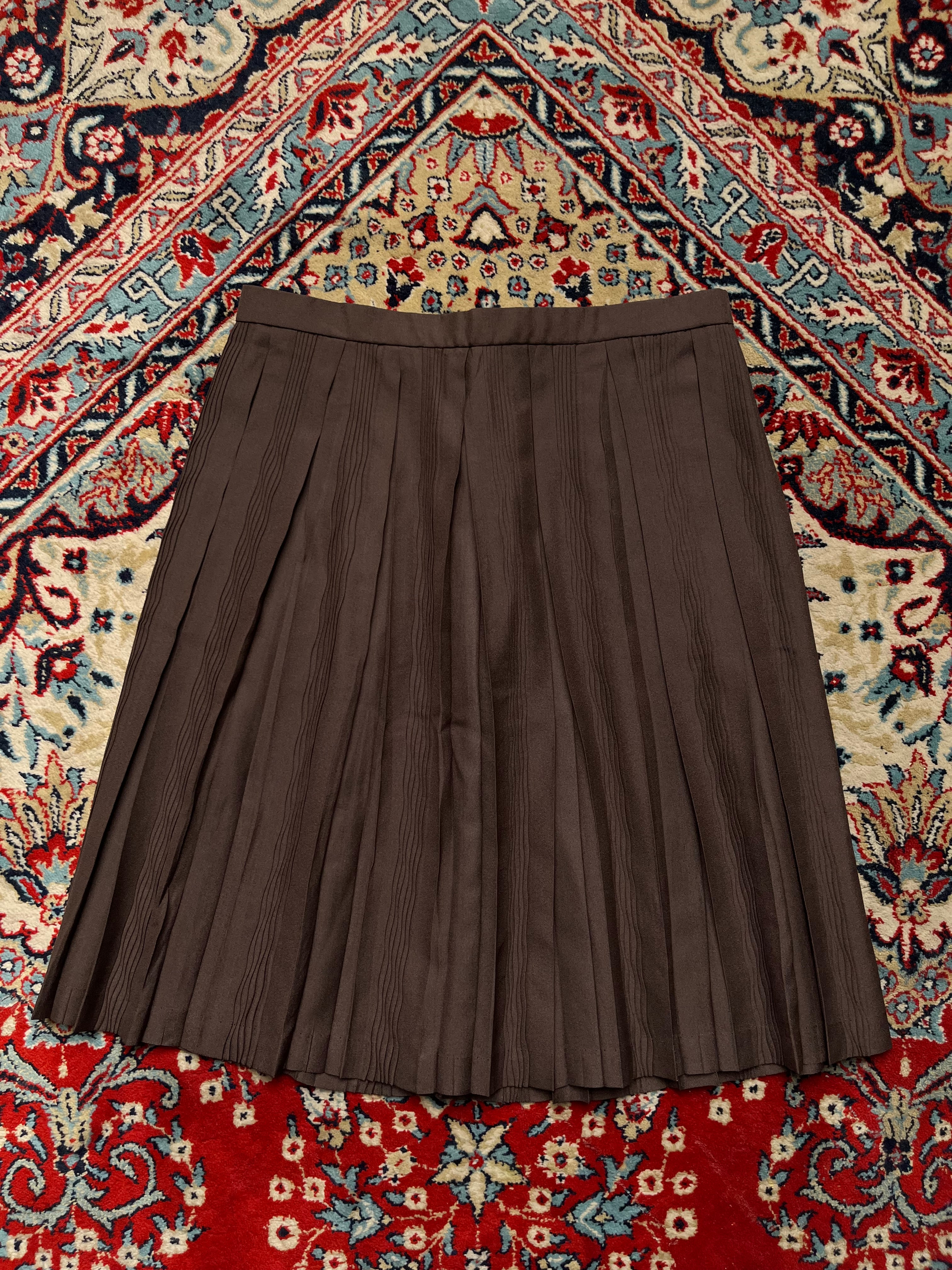 Vintage Brown Pleated Women Casual SKIRT - 28