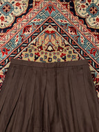 Vintage Brown Pleated Women Casual SKIRT - 28