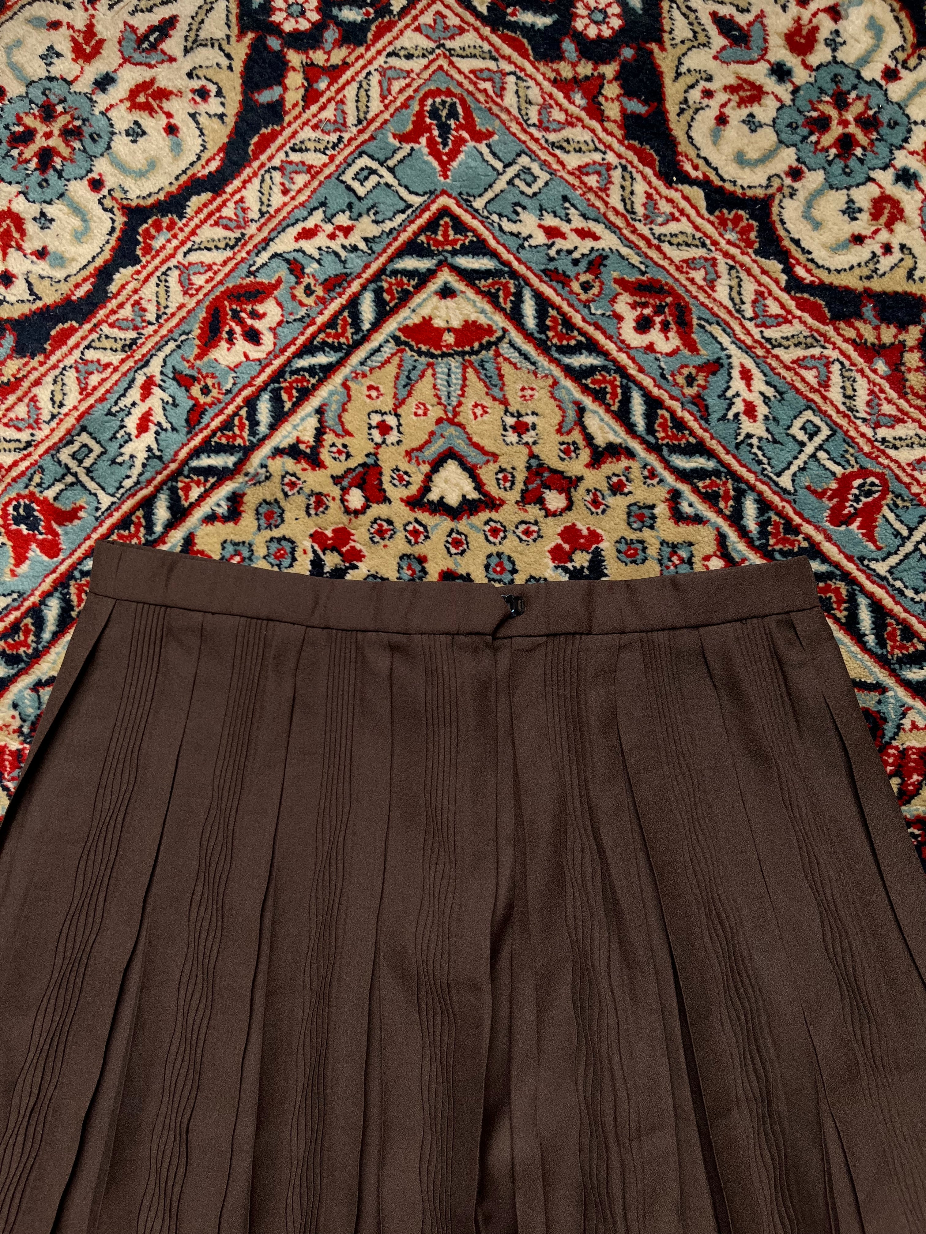 Vintage Brown Pleated Women Casual SKIRT - 28