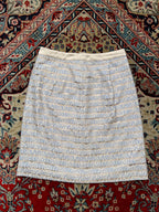 SOUP Women Light Blue Gold Floral Lace Overlay Striped Skirt - 26