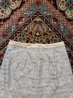 SOUP Women Light Blue Gold Floral Lace Overlay Striped Skirt - 26
