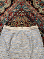 SOUP Women Light Blue Gold Floral Lace Overlay Striped Skirt - 26