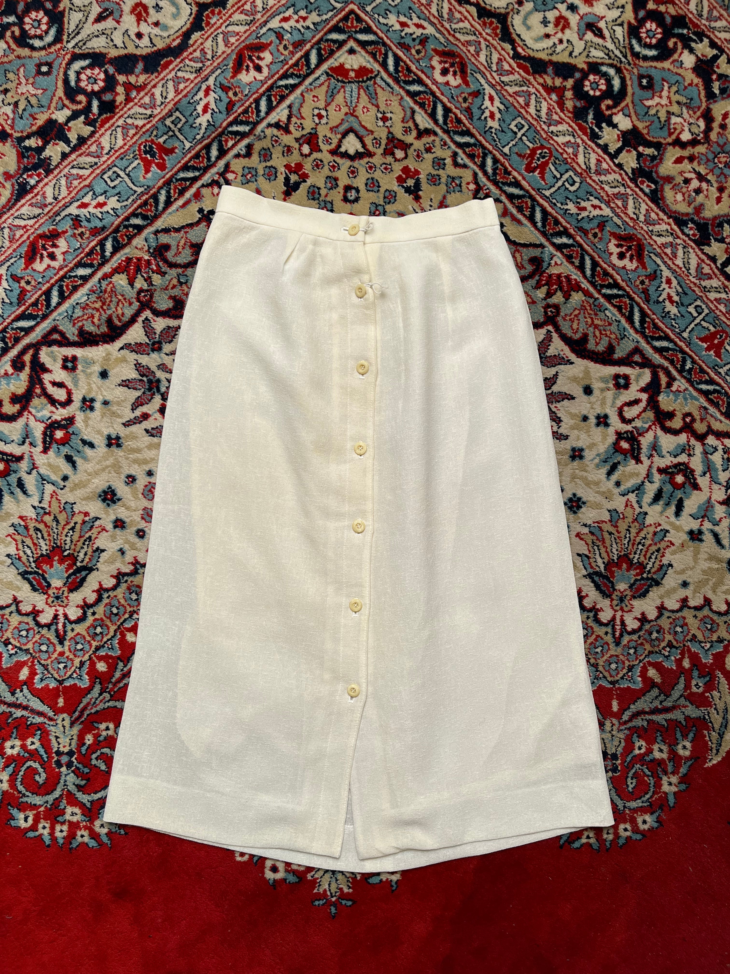 Vintage Cordier Cream White Lined Textured SKIRT - 25